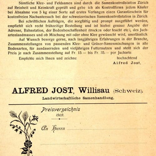 Preisverzeichnis 1909